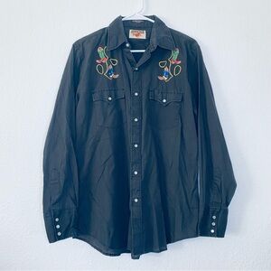 Youngbloods Authentic Western VTG Pearl Snap Embroidered Rodeo Boots Top Large